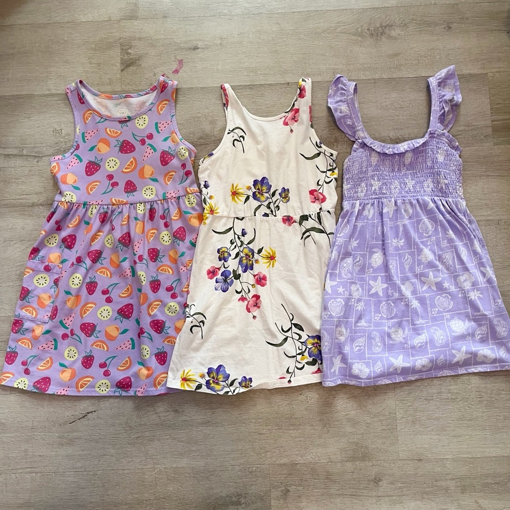 Girl’s Kids Dress Set, Floral, Fruit, Beachy Prints Size Small